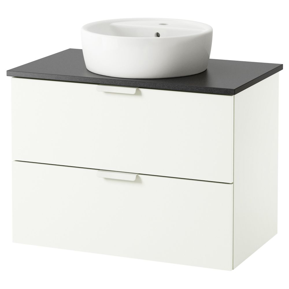 Шкаф п-раковину/столешн45/раковина ГОДМОРГОН/АЛДЕРН / ТОРНВИКЕН, белый, черный - схема-чертеж с размерами