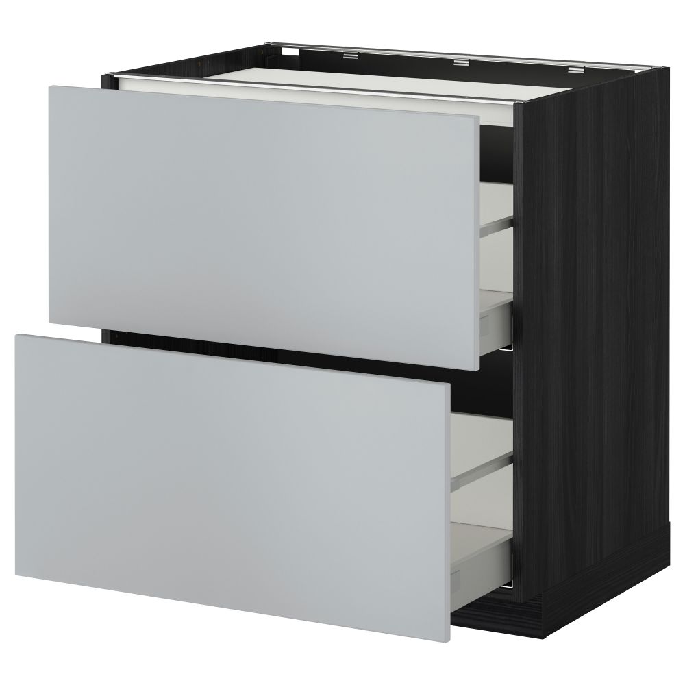 Напольный шкаф, 2 фронтальных панели, 3 ящика МЕТОД / МАКСИМЕРА, черный, Веддинге серый - фото 1