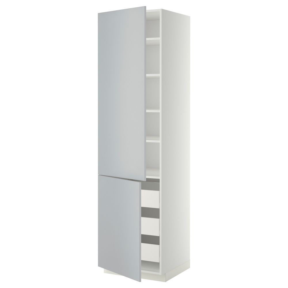 Высокий шкаф + полки, 3 ящика, 2 дверцы МЕТОД / ФОРВАРА, белый, Веддинге серый - фото 1