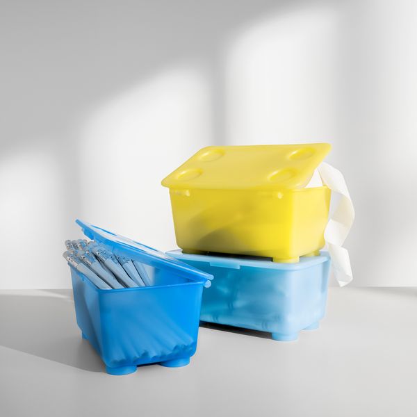 Контейнер с крышкой, желтый, синий, 17x10 см IKEA GLIS ГЛИС 904.661.55 - схема-чертеж с размерами