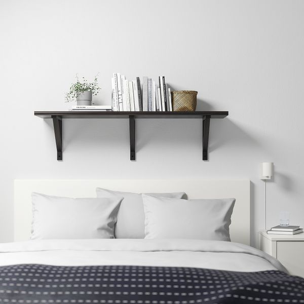 Полка навесная, коричнево-чёрный, черный, 120x32 см IKEA БЕРГСХУЛЬТ / ЭКБИ ВАЛЬТЕР 392.906.59 - фото 2