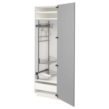 Высокий шкаф с отделением для аксессуаров для уборки, 60x60x200 cm IKEA METOD МЕТОД, MAXIMERA МАКСИМЕРА 293.665.41
