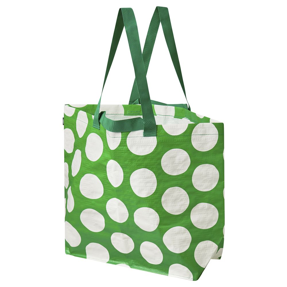 Сумка, белый, зеленый, 18x45x45 см, 36 л IKEA SÄCKKÄRRA 305.887.58 - фото 1