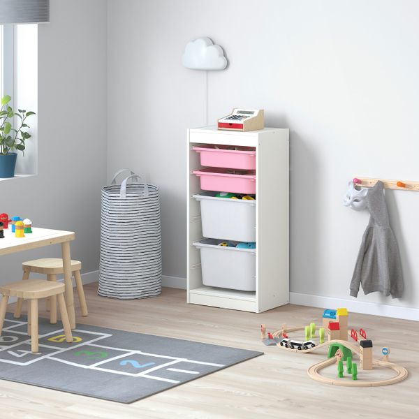 Комбинация для/хранения+контейнеры, белый/розовый белый 46x30x94 см IKEA TROFAST ТРУФАСТ 393.383.74 - фото 2