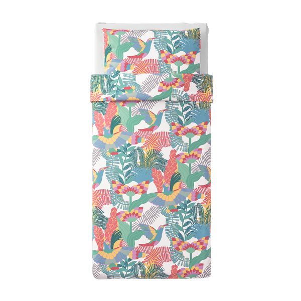 Пододеяльник и 1 наволочка, белый/разноцветный 150x200/50x70 см IKEA СКОГСФИББЛА 904.593.48 - схема-чертеж с размерами