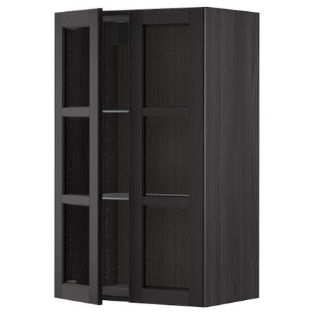 Навесной шкаф, полки, 2 стеклянные двери, 60x100 cm IKEA METOD МЕТОД 194.679.65