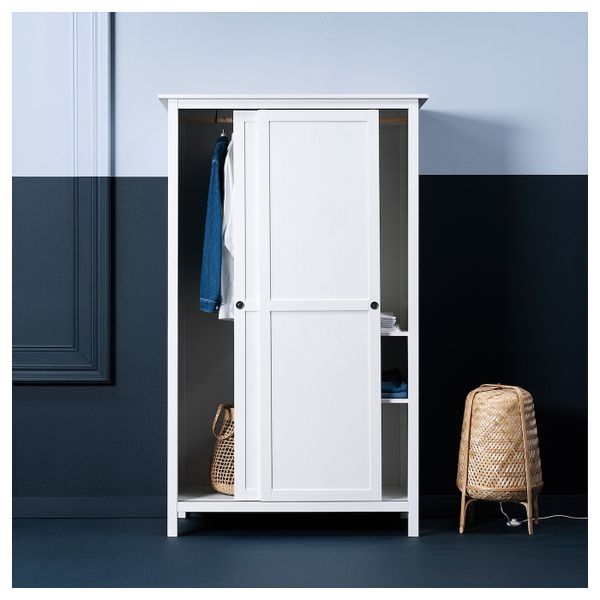 Гардероб с 2 раздвижными дверцами, белая морилка 120x197 см IKEA HEMNES ХЕМНЭС 603.697.83 - фото 3