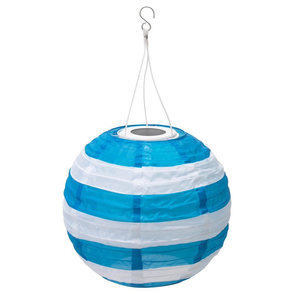 Подвесная светодиодная лампа СОЛВИДЕН, для сада шаровидный, в полоску синий (30 см) - фото 1