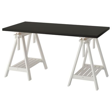 Стол, черно-коричневый/белый 150x75 см IKEA LINNMON ЛИННМОН / FINNVARD ФИНВАРД 692.792.31