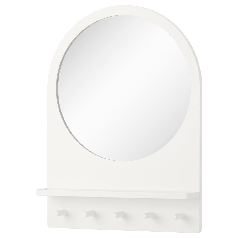 Зеркало с полкой и крючками САЛТРЁД, белый (50x68 см) - фото 1