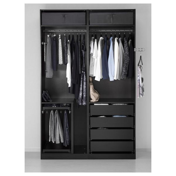 Гардероб, черно-коричневый, Фэрвик белое стекло, 150x66x236 см IKEA ПАКС 990.299.76 - фото 4