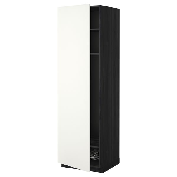 Высокий шкаф с полками, проволочной корзиной МЕТОД, черный, Хэггеби белый - схема-чертеж с размерами