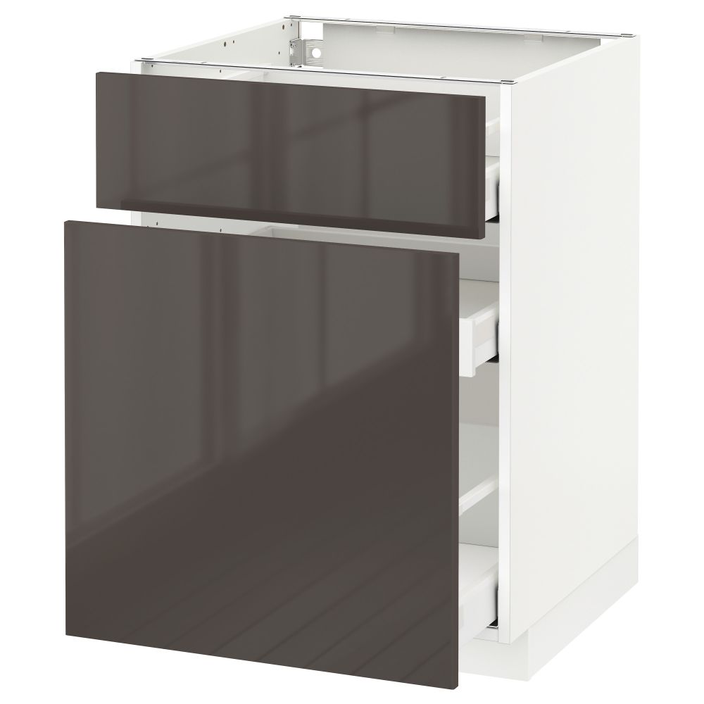 Напольный шкаф, выдвижной секцией, ящик МЕТОД / МАКСИМЕРА, белый, Рингульт серый - схема-чертеж с размерами
