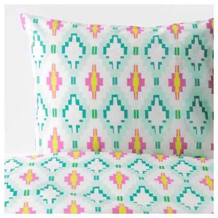 Пододеяльник и 1 наволочка СОММАР 2017, белый/бирюзовый (150x200/50x70 см)