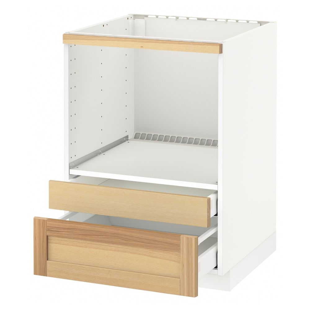 Напольный шкаф для комбинирования СВЧ/ящики, белый/Торхэмн ясень 60x60 см IKEA METOD МЕТОД / MAXIMERA МАКСИМЕРА 192.356.02 - фото 1