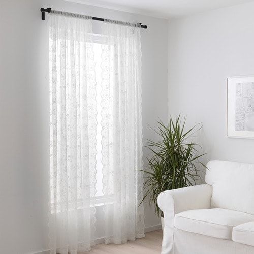 Гардины, 2 шт., белый, цветок, 145x300 см IKEA ИНГВИЛЬД 803.867.05 - схема-чертеж с размерами