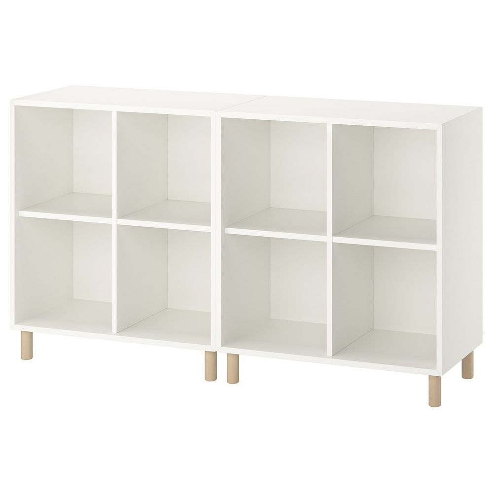 Комбинация шкафов с ножками, белый, дерево 140x35x80 см IKEA EKET ЭКЕТ 493.861.09 - фото 1