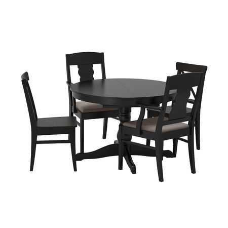 Стол и 4 стула, черный, Нольхага серый/бежевый, 110/155 см IKEA ИНГАТОРП / ИНГОЛЬФ 792.541.74