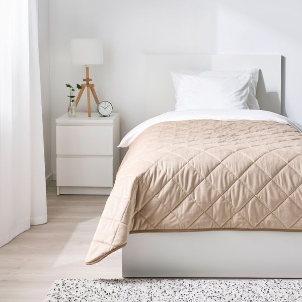 Покрывало, бежевый 180x250 см IKEA MJUKPLISTER МЬЮКПЛИСТЕР 104.988.10 - схема-чертеж с размерами