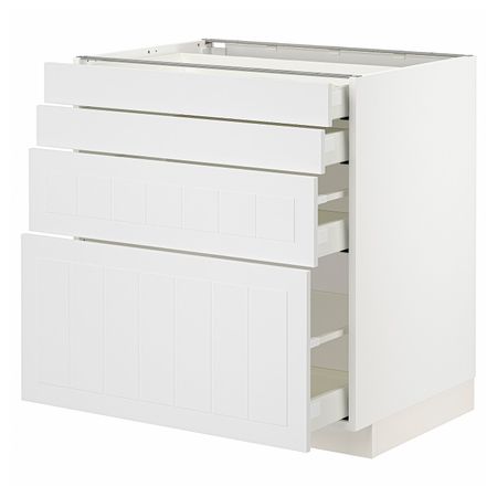 Напольный шкаф 4 фасада/4 ящика, белый/Стенсунд белый 80x60 см IKEA METOD МЕТОД / MAXIMERA МАКСИМЕРА 994.097.21