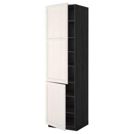 Высокий шкаф с полками, 2 дверцы МЕТОД, черный, Лаксарби белый