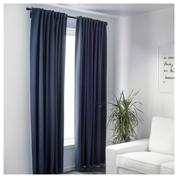 Гардины, блокирующие свет, 1 пара ВЕРНА, темно-синий (145x300 см) - фото 3