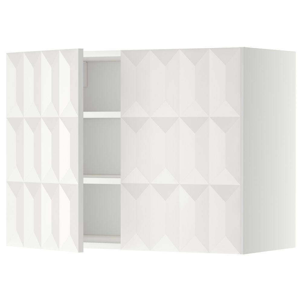 Навесной шкаф с полками, 2 дверцы МЕТОД, белый, Гэррестад белый - схема-чертеж с размерами