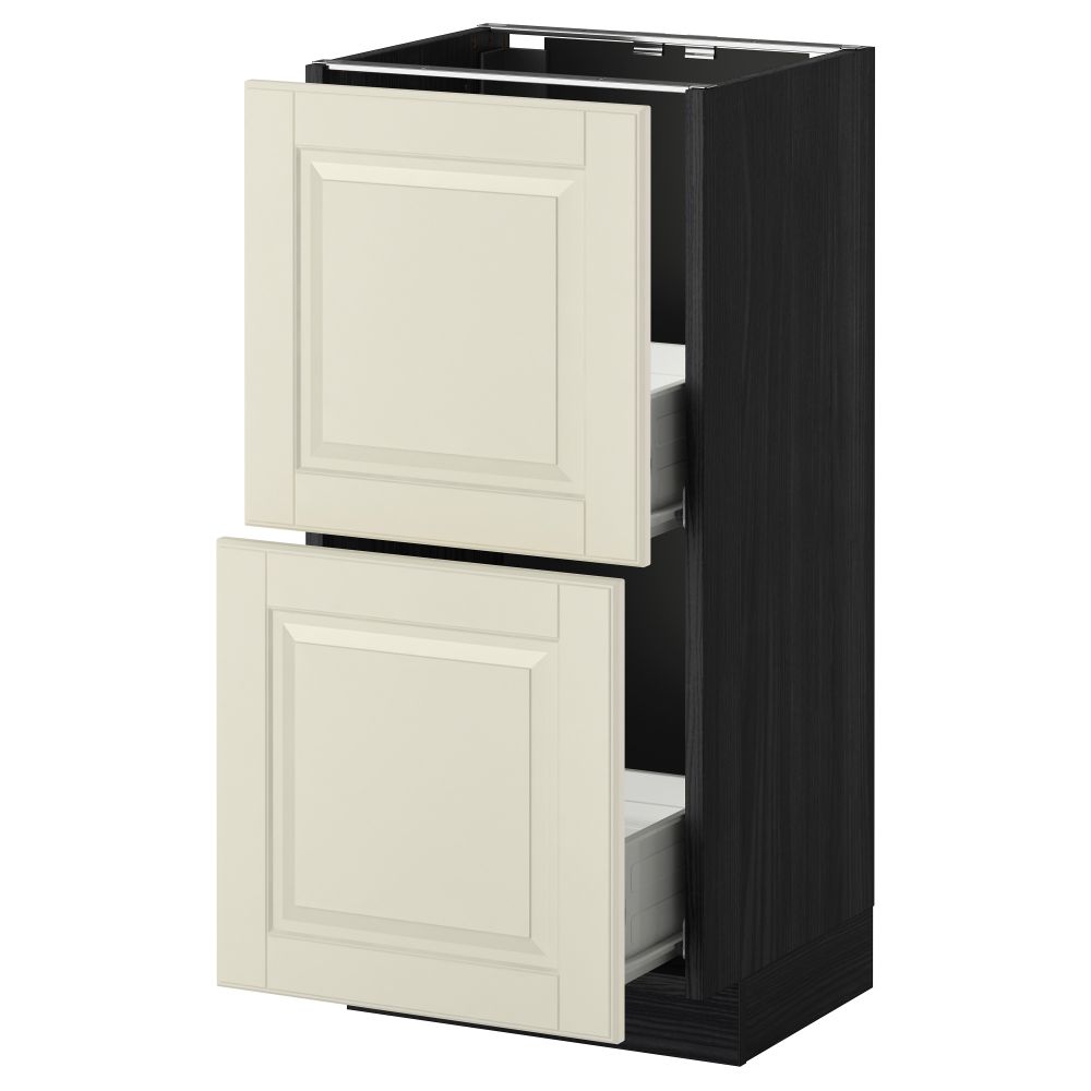 Напольный шкаф с 2 ящиками МЕТОД / ФОРВАРА, черный, Будбин белый с оттенком - схема-чертеж с размерами