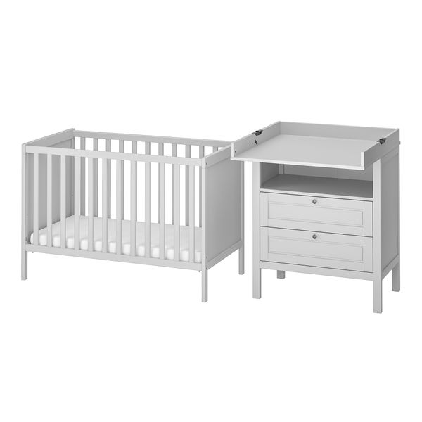 Мебель для детской, 2 предмета, 60x120 см, серый IKEA SUNDVIK СУНДВИК 595.061.06 - фото 1