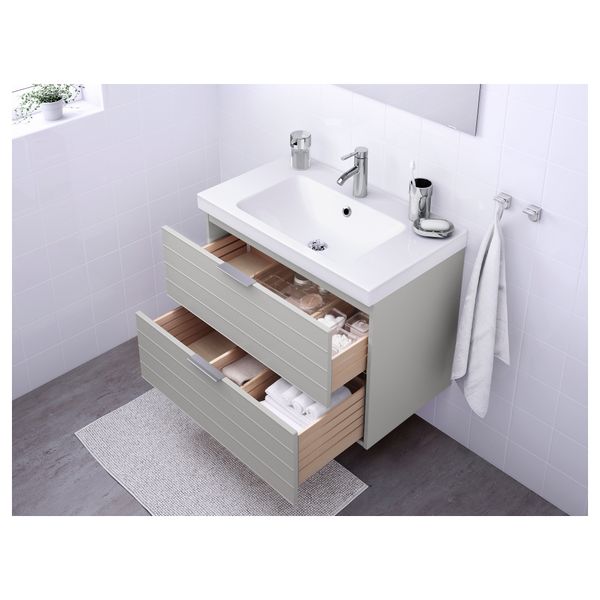 Шкаф для раковины с 2 ящиками ГОДМОРГОН / ОДЕНСВИК, светло-серый - схема-чертеж с размерами