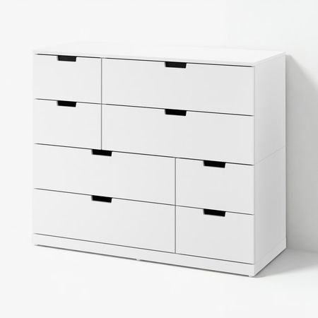 NORDLI Комод с 8 ящиками - белый 120x99 см