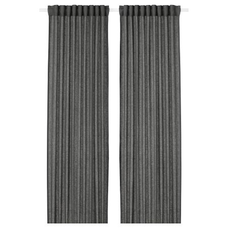 Гардины, 1 пара ЛЕЙОНГЭП, темно-серый (145x300 см)
