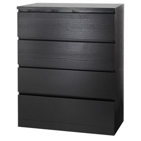 MALM Комод с 4 ящиками - черно-коричневый 80x100 см