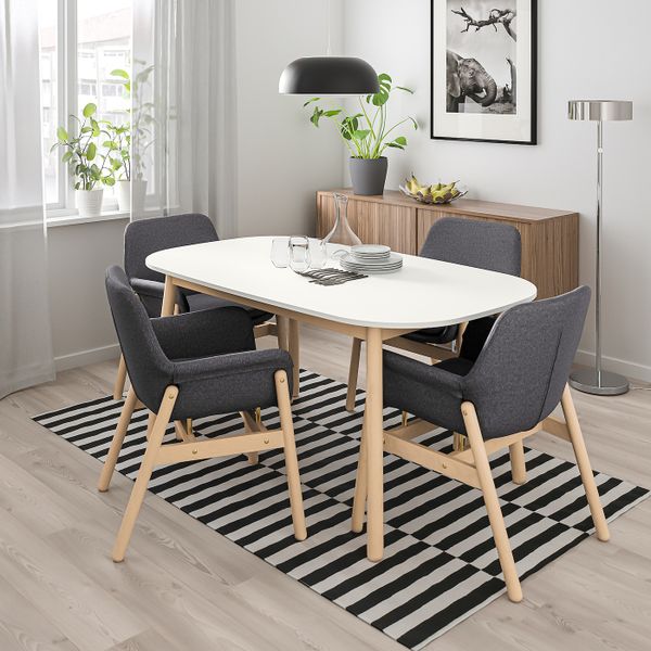 Стол и 4 стула, белый, береза 160x95 см IKEA VEDBO ВЕДБУ / VEDBO ВЕДБУ 593.068.95 - фото 2