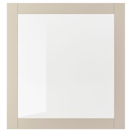 Стеклянная дверь, светлый серо-бежевый/прозрачное стекло 60x64 см IKEA SINDVIK СИНДВИК 704.909.29