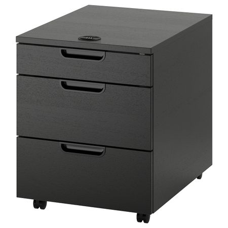 Тумба с ящиками на колесах, ясеневый шпон, черная морилка 45x55 см IKEA GALANT ГАЛАНТ 803.651.71