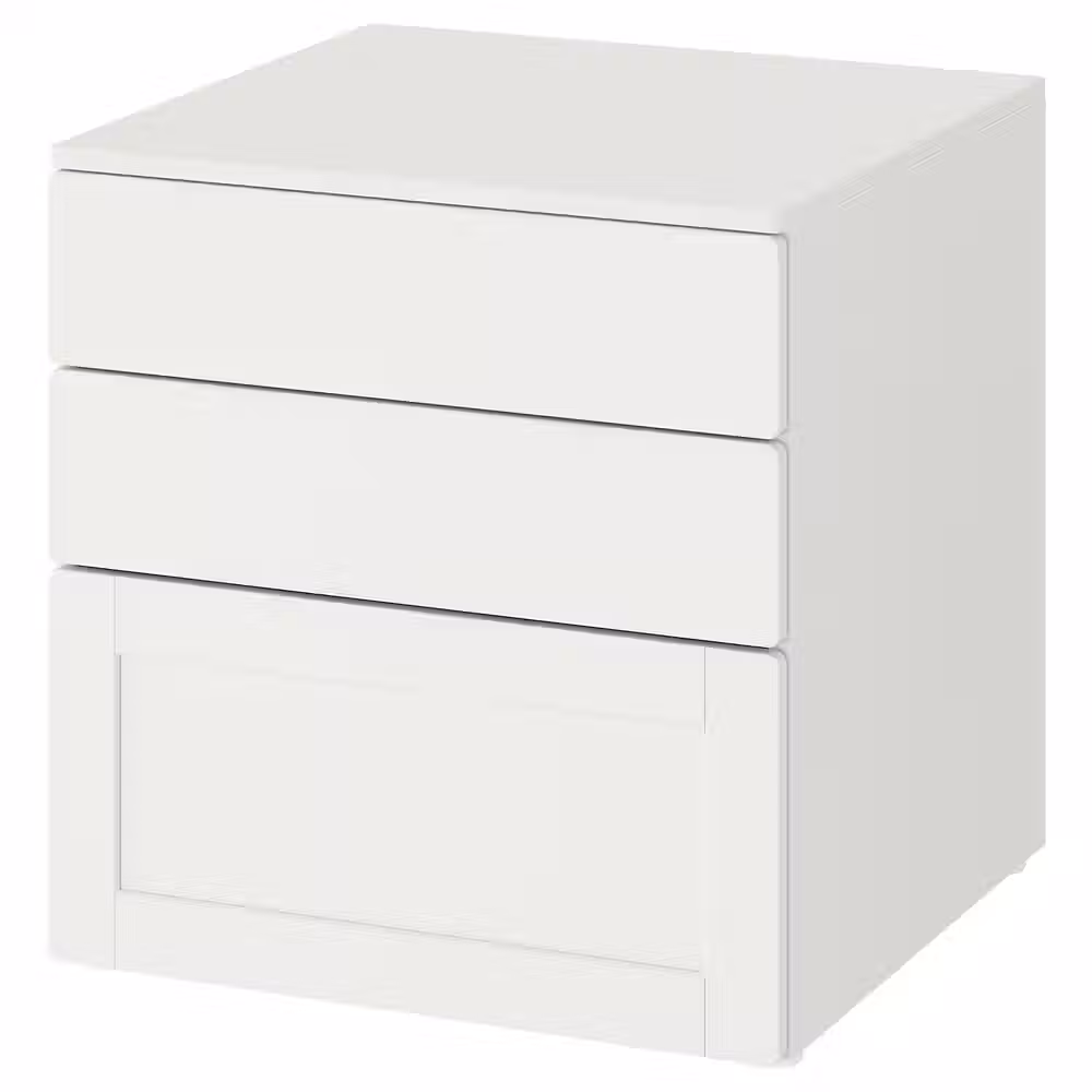 SMÅSTAD / PLATSA Комод с 3 ящиками - белый белый/с рамой 60x57x63 см - фото 1