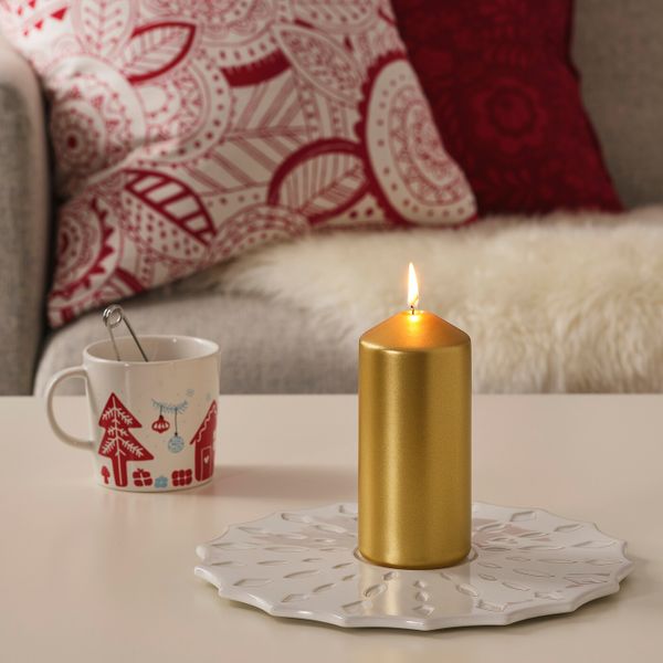 Неароматическая свеча формовая, золотой, 15 см IKEA ВИНТЕРФЕСТ 904.276.73 - схема-чертеж с размерами