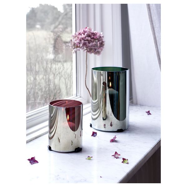 Фонарь для свечи в металлической подставке, сиреневый, золотой, 16 см IKEA НЬЮТБАР 003.500.36 - схема-чертеж с размерами