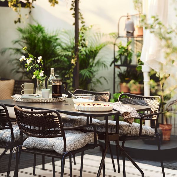 Стол + 4 кресла, для сада, темно-серый, клёсан синий IKEA LÄCKÖ ЛЭККЭ, VISTOCKHOLM СТОКГОЛЬМMEN ВИХОЛЬМЕН 294.351.82 - фото 7