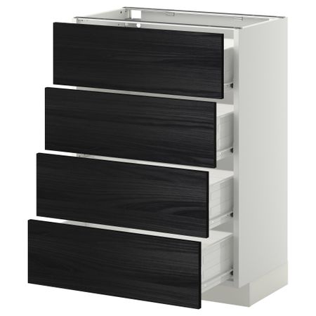 Напольный шкаф 4 фронтальных панели, 4 ящика МЕТОД / ФОРВАРА, белый, Тингсрид черный