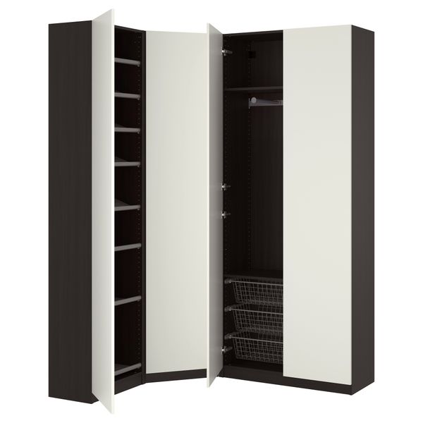 Гардероб ПАКС, черно-коричневый, Бальстад белый - фото 1
