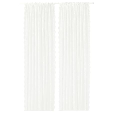 Гардины, 2 шт., белый, цветок, 145x300 см IKEA ИНГВИЛЬД 803.867.05