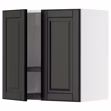METOD Навесной шкаф с сушилкой/2дверцы - белый/Bodbyn чёрный 60x60 см