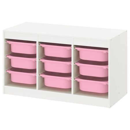 Комбинация для/хранения+контейнеры, белый/розовый 99x44x56 см IKEA TROFAST ТРУФАСТ 093.315.57