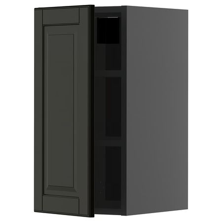METOD Навесной шкаф с полками - черно-серый/Bodbyn чёрный 30x60 см