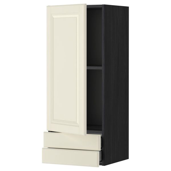 Навесной шкаф с дверцей, 2 ящика МЕТОД / МАКСИМЕРА, черный, Будбин белый с оттенком - фото 1