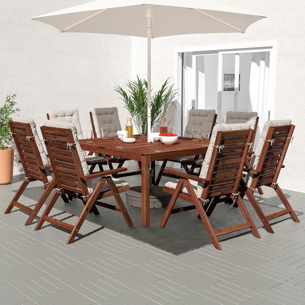 Стол+8кресел,д/сада, коричневая морилка/Куддарна серый IKEA ÄPPLARÖ ЭПЛАРО 692.897.77 - фото 2