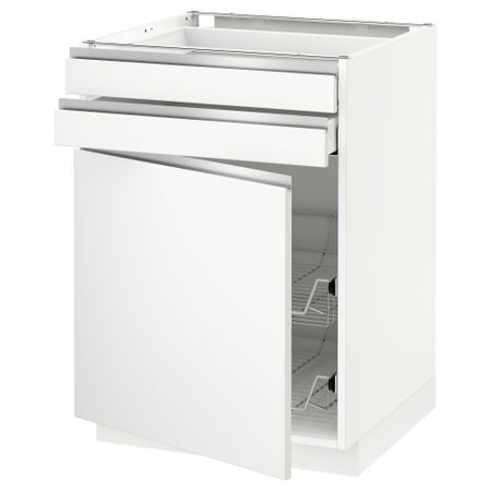 Напольный шкаф, дверца, 2 ящика, проволочных корзин МЕТОД / МАКСИМЕРА, белый, Нодста белый