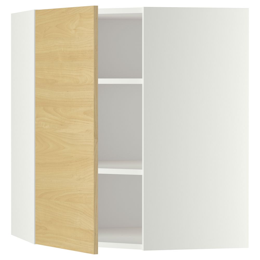 Угловой навесной шкаф с полками МЕТОД, белый, Тингсрид береза - схема-чертеж с размерами